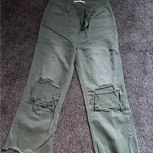 Altar’d State Olive Distressed Women Jeans wide legged